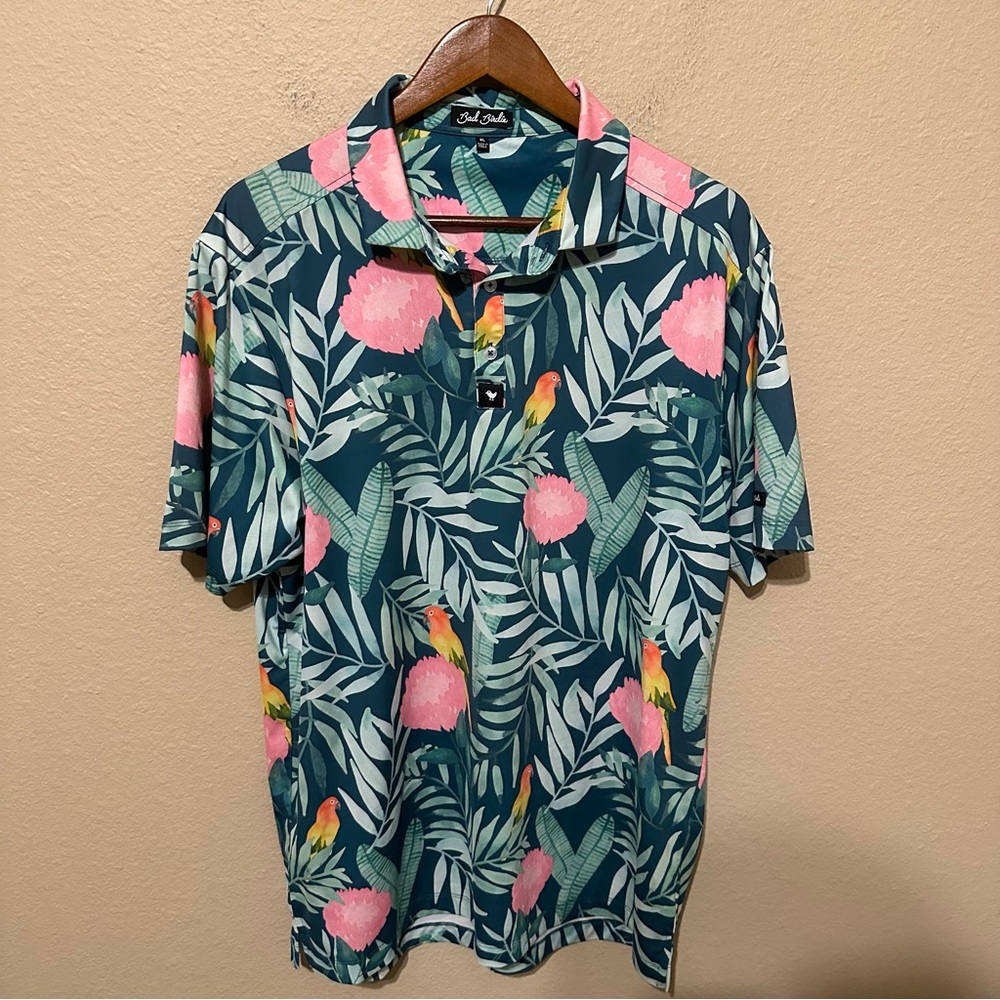Bad Birdie Men’s Floral Patterned Golf Polo